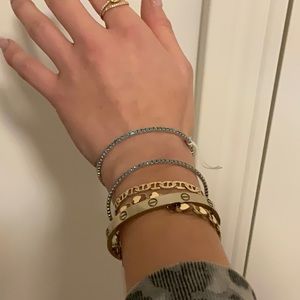 teal and silver rhinestone bracelet